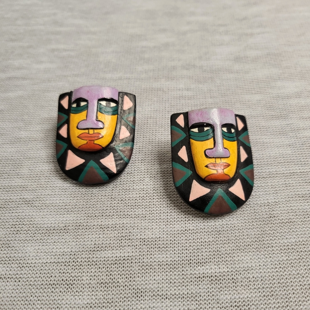 Vintage African Mask Earrings